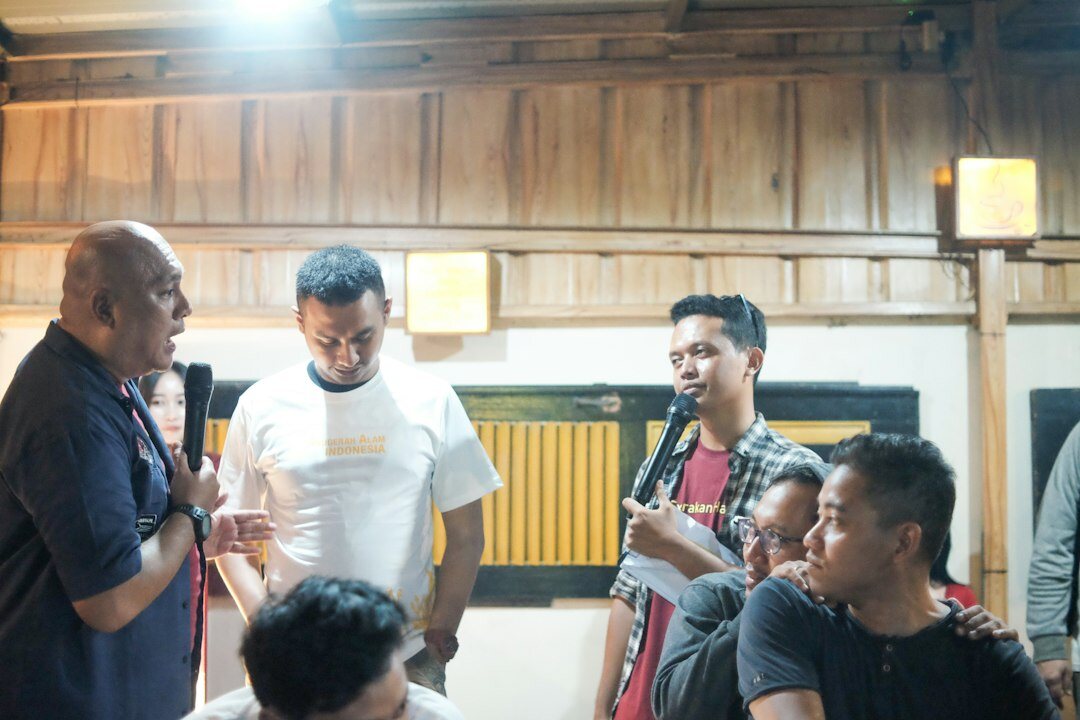 group practicing public speaking